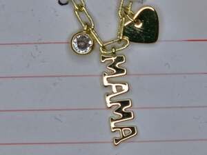 Mia Sarine 14KT Gold Flash Plated Mama Charm Necklace - Book of Letters Gift Box